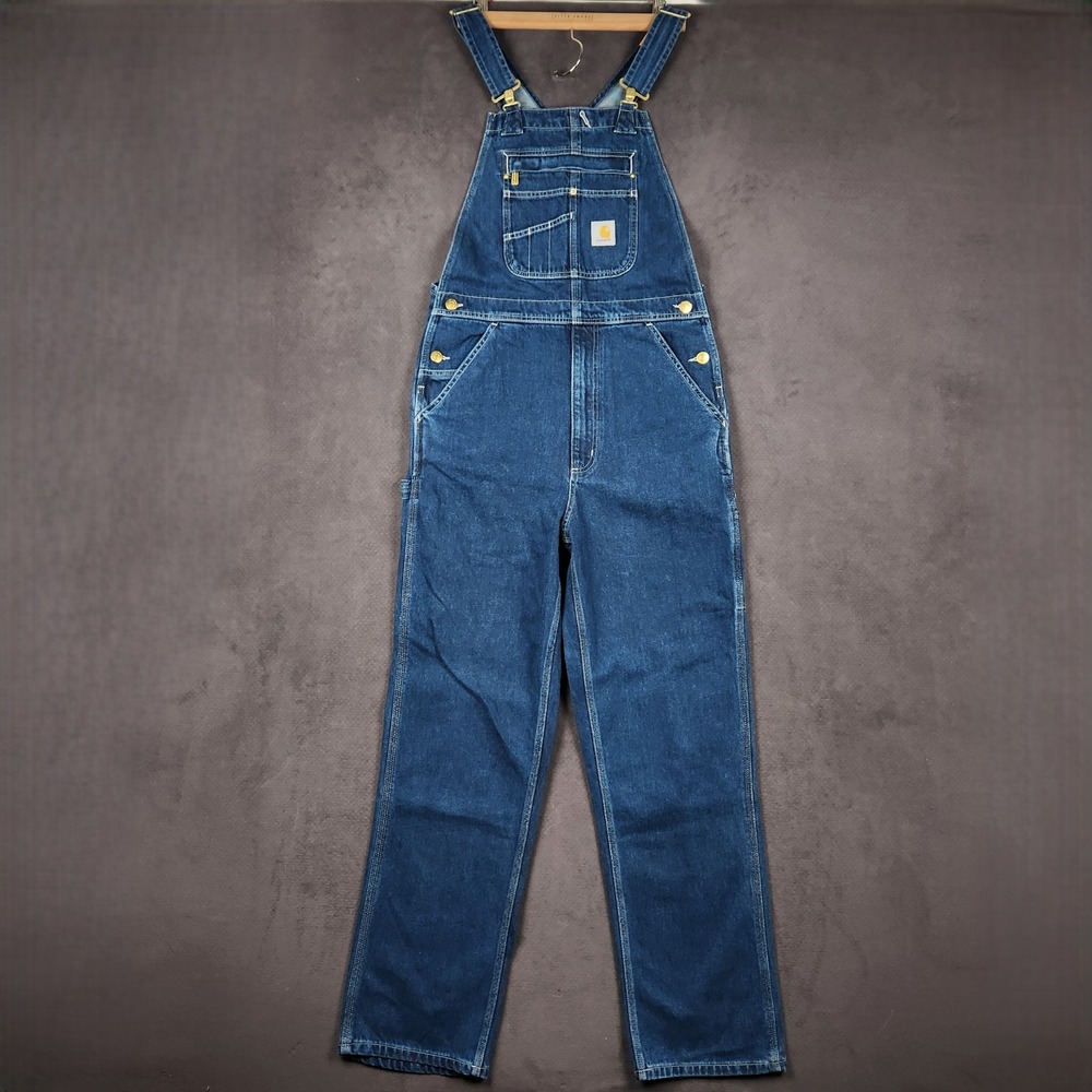 Carhartt Denim Bib Overalls Mens 30x34 Dakrstone Indigo Loose Fit  104672-DST